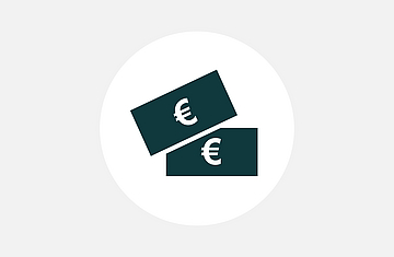 Attraktive Vergütung, Icon mit zwei Geldscheinen